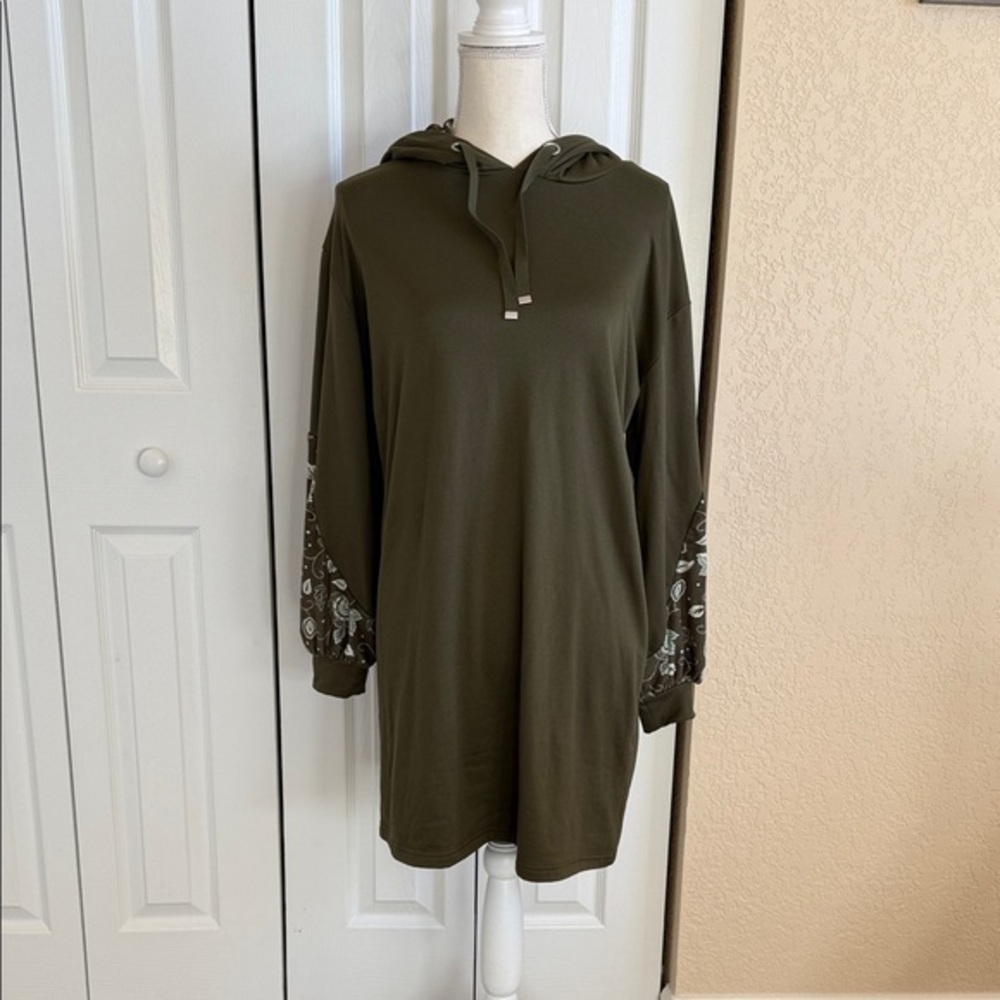 Allison Brittney Olive Dress with Floral Accents